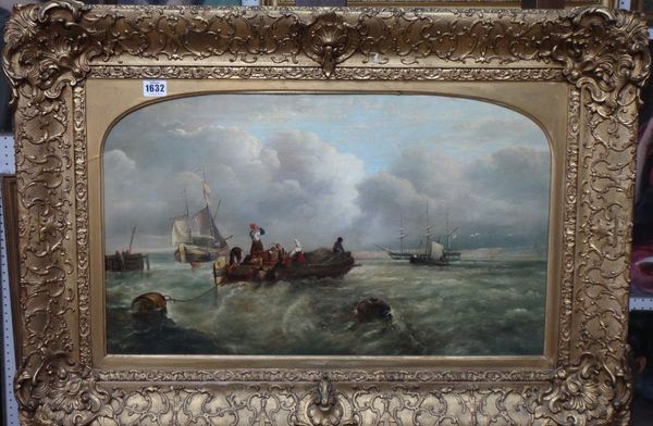 English School (19th century), Fishing vessels and other shipping off the coast, oil on canvas, 37cm x 62cm.