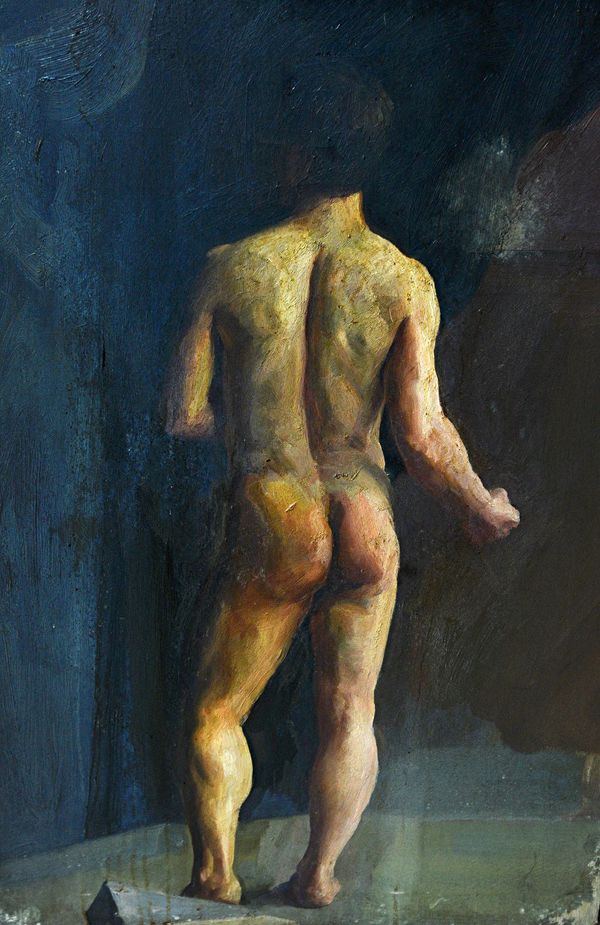 Douglas Stannus Gray (1890-1959), Male nude, oil on canvas, unframed, 92cm x 61cm. DDS  Illustrated