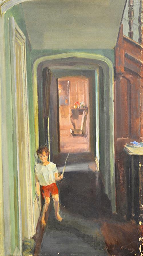 Douglas Stannus Gray (1890-1959), The Corridor and Master John, oil on canvas, unframed, 72cm x 41.5cm. DDS  Illustrated