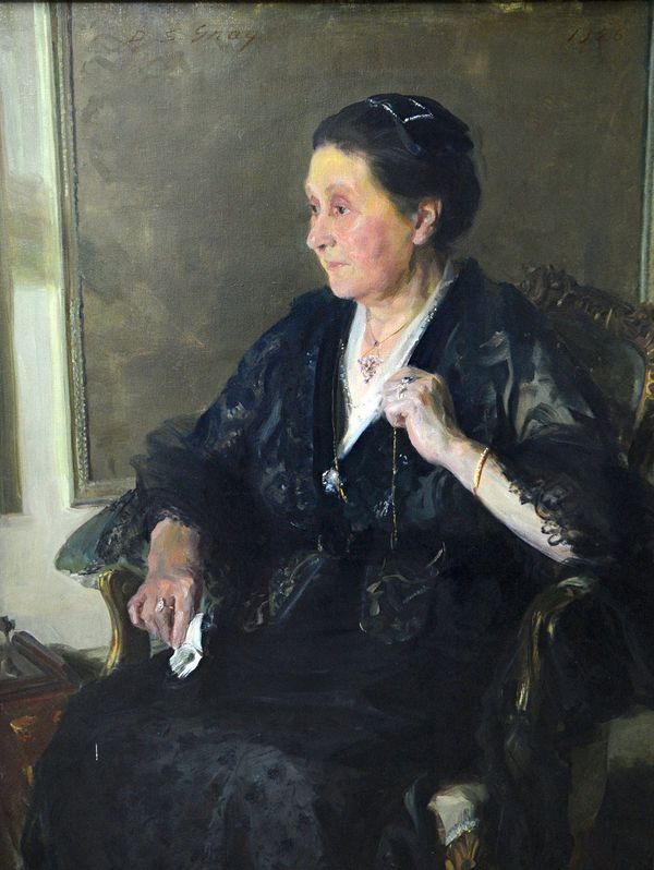 Douglas Stannus Gray (1890-1959), The Artist's Mother, oil on canvas, signed, 102cm x 80cm.  IllustratedExhibited: Spink 1988The Royal Academy, 1927;