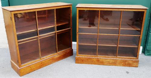 A pair of made up early 19th century satinwood glazed bookcases on plinth bases, each 96cm wide.