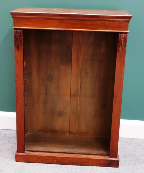 A small 19th century mahogany floor standing open bookcase on plinth base, 69cm wide.