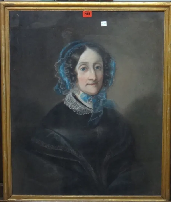 English School (19th century), Portrait of a lady, pastel.