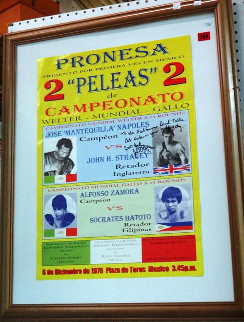 A boxing poster for John H. Stracey's famous defeat of Jose 'Mantequilla' Napoles to win the World Welterweight Championship title in Mexico City, 6th