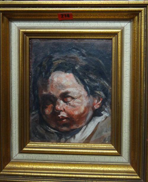 Attributed to Urgell, Study of a sleeping child, oil on canvas.