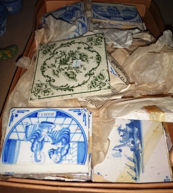 A quantity of Delft and other tiles. (qty)