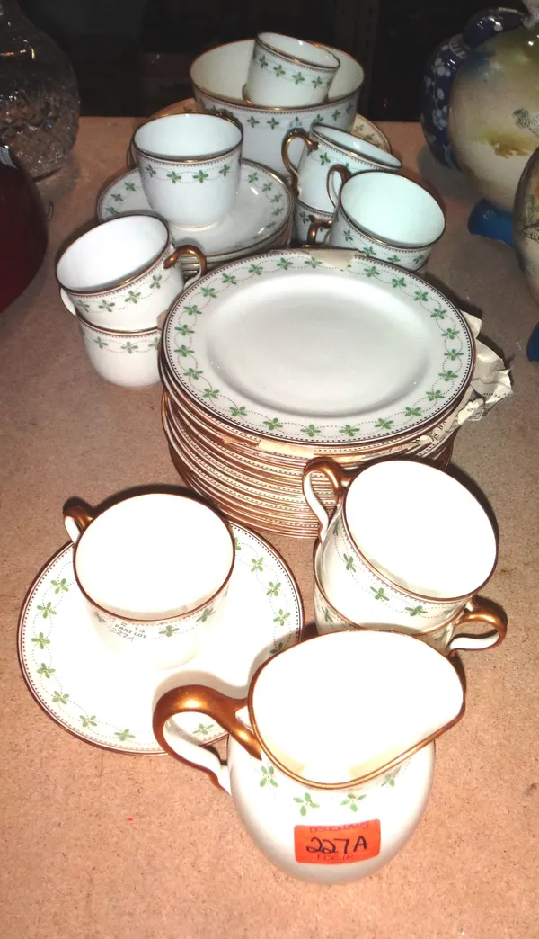 A Wedgwood cream and green part decorated tea service.