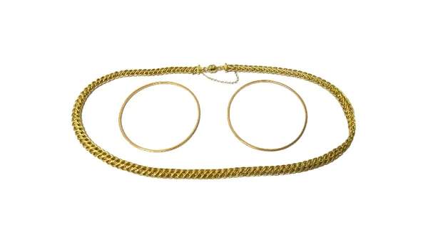 A 9ct gold necklace, in an interwoven scrolling linkage design, on a magnetic clasp, fitted with a safety chain, gross weight including magnets, 23.2