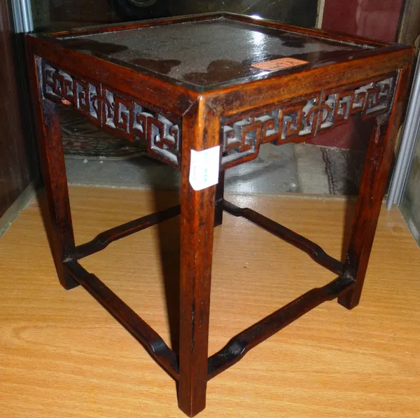 A 20th century miniature Chinese hardwood table.
