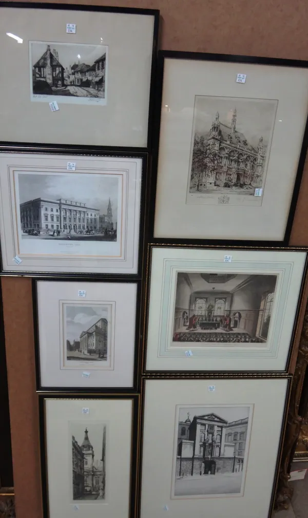 A quantity of assorted prints and engravings, including views of London, Hythe, Chichester and others.(qty)