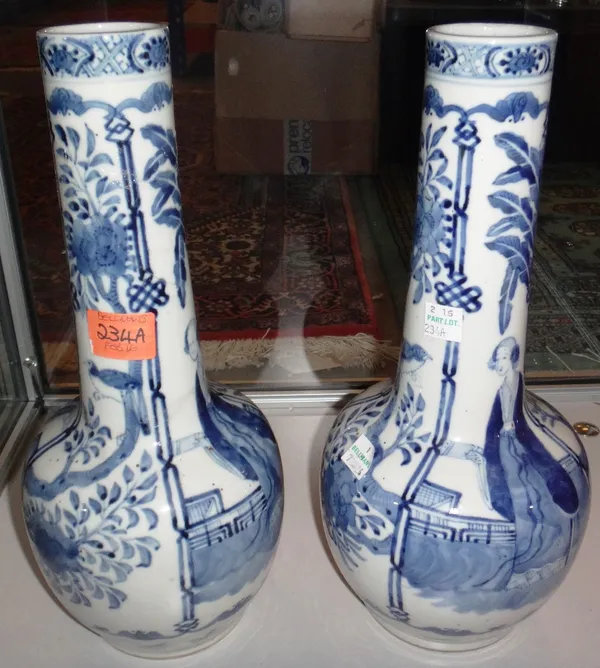 A pair of Chinese blue and white vases.