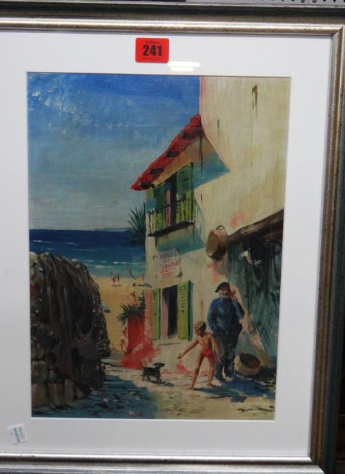 Continental School (20th century), The path to the sea, oil on canvasboard.