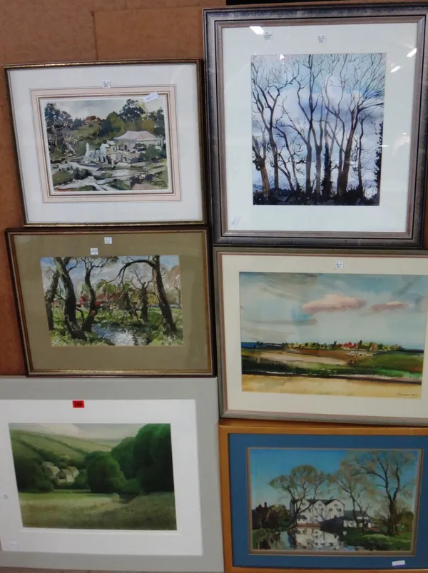 A quantity of assorted 20th century landscapes, still lifes and figurative subjects, watercolours, pastels and gouaches. (qty)