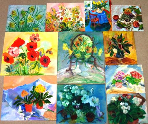 Gerald McKnight (20th century), a group of assorted still life and interior scenes, mostly oil on board or oil on paper, some watercolours. (qty)