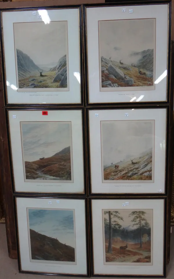 After Vincent Balfour-Browne, Deer in the Highlands, a set of six colour prints.(6)