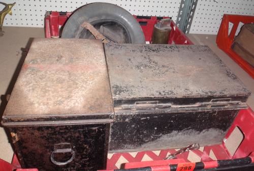 Military Interest; a group of collectables, including trench art lamps, two military police helmets, tin boxes and sundry.