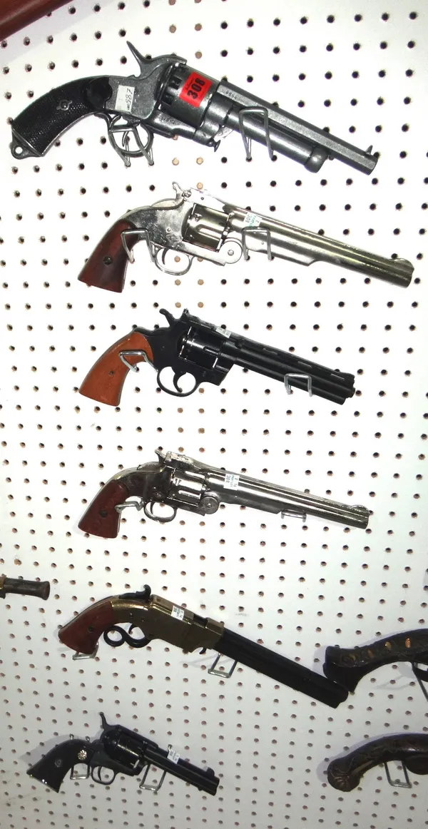 A group of six 20th century non-firing replica revolvers.