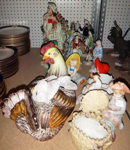 A quantity of ceramic figures, including Staffordshire, Naples and sundry figures.