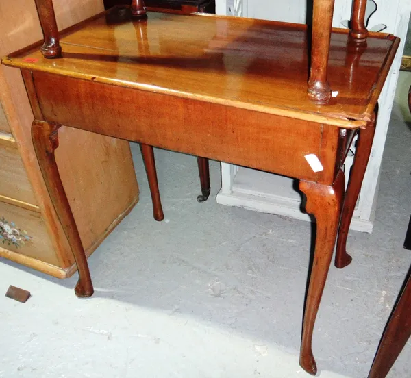 A 19th century mahogany rectangular side table on cabriole supports.