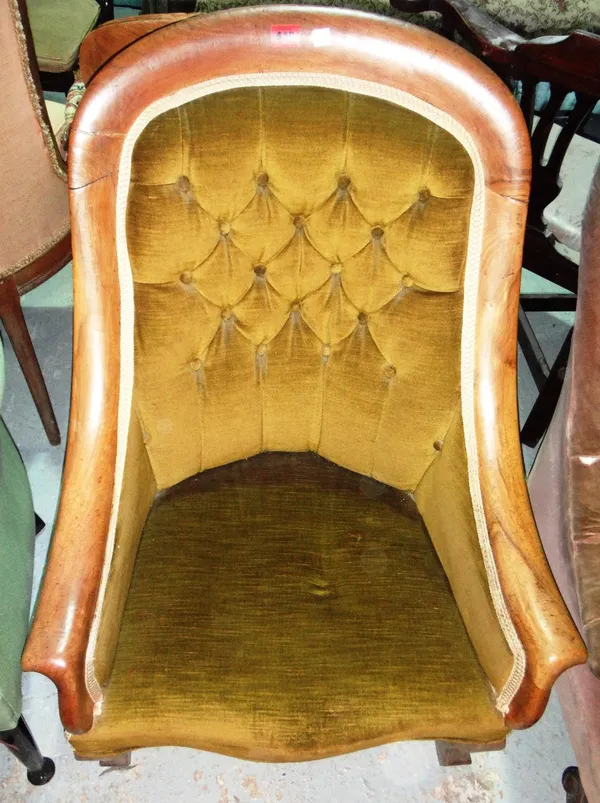 A 19th century tub button seated chair and another tub chair (2).