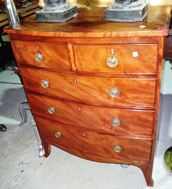 A 19th century bowfront chest of two short and three long drawers.