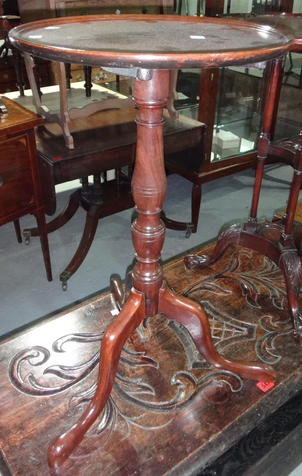 A 19th century mahogany circular occasional table and a 19th century bowfront corner washstand (2).
