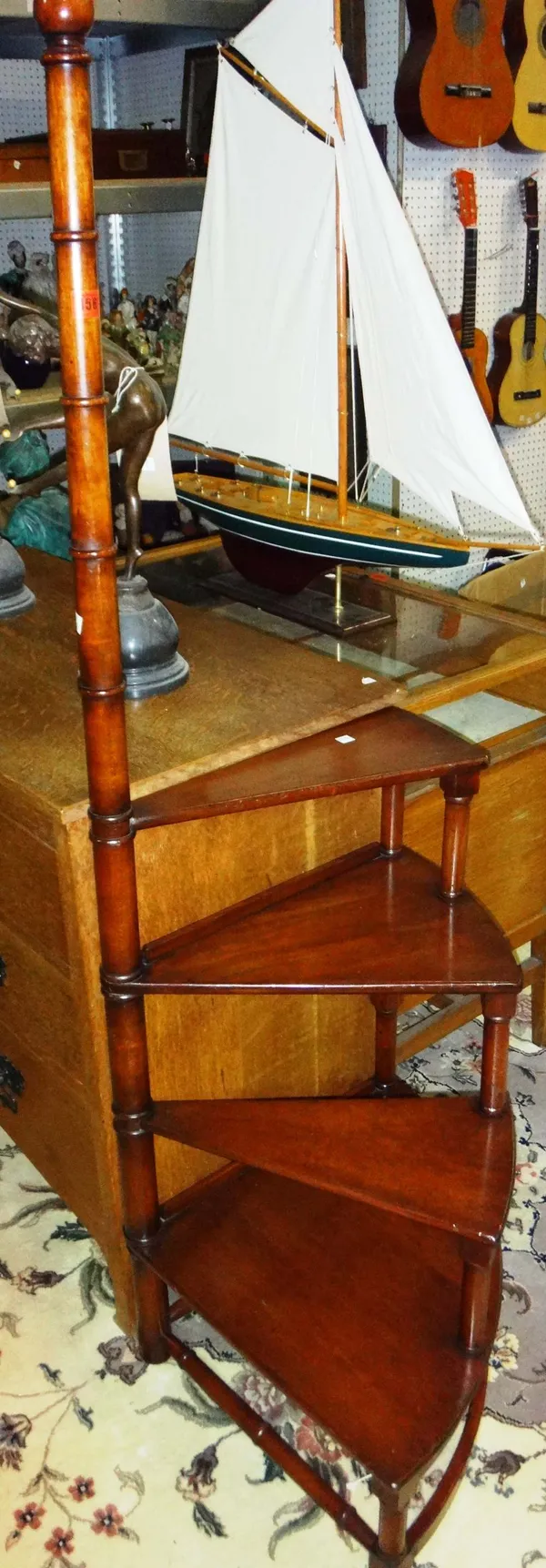 A set of 20th century mahogany spiral library steps.