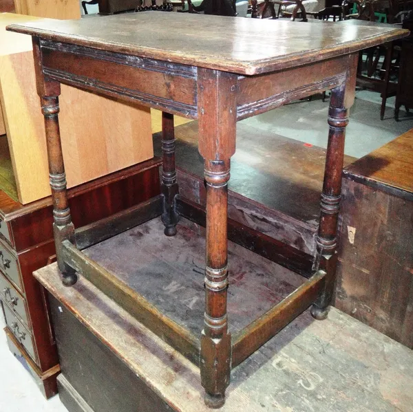 An 18th century oak rectangular side table.