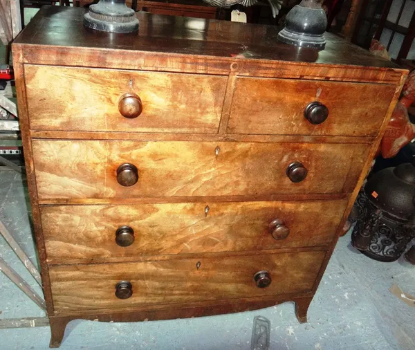 A 19th century mahogany chest of two short and three long drawers.