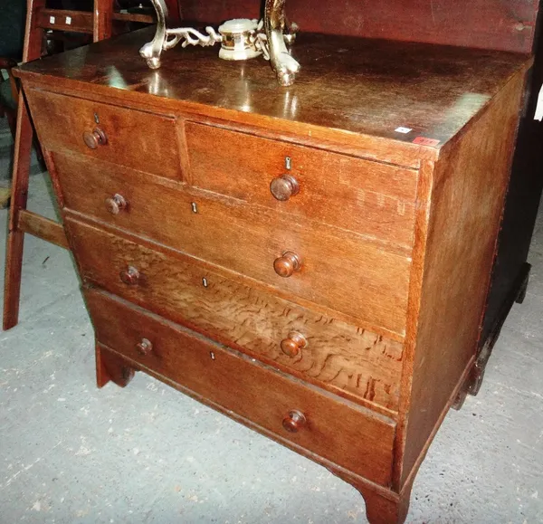 A 19th century oak chest of two short and three long drawers.
