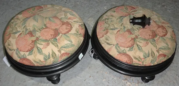 A pair of Victorian small circular footstools.