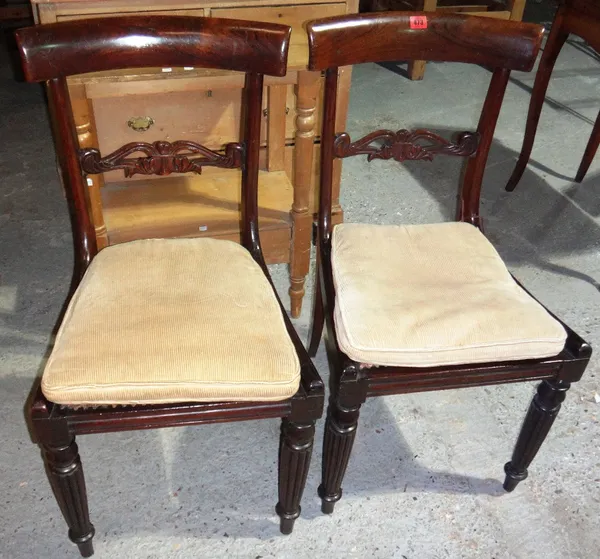 A set of four 19th century rosewood bar back dining chairs.