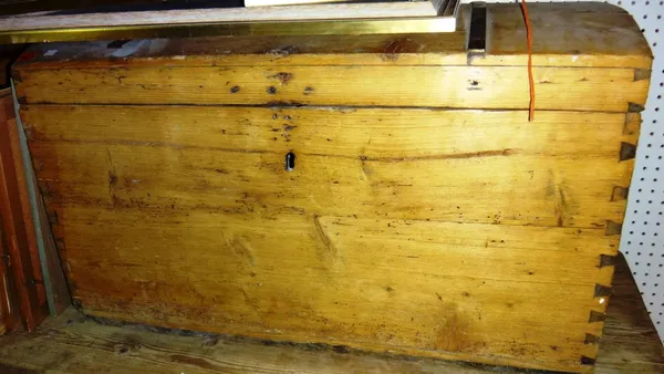 A 19th century pine domed top trunk.