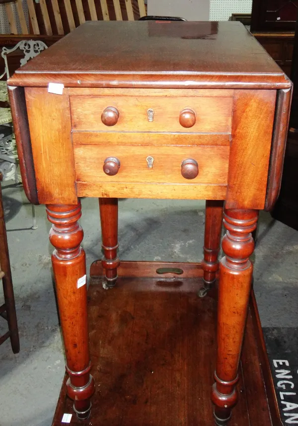 A 19th century mahogany drop flap work table.