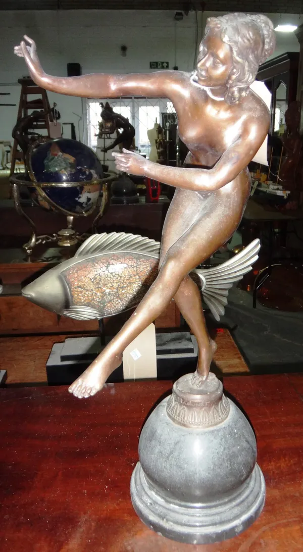 A 20th century bronze Art Deco style figure of a dancing lady.