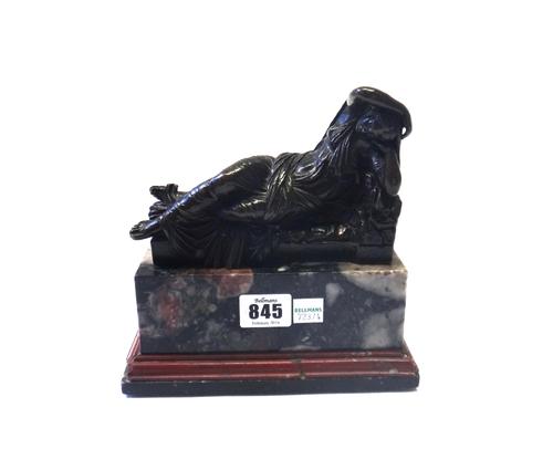 An Italian bronze figure of Cleopatra, early 19th century, after the antique, on a stepped marble plinth, bronze 14.5cm wide.