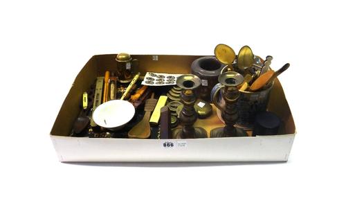 A quantity of collectables, including; a Victorian papier mache lacquered book cover with mother of pearl inlay (30cm x 23cm), a Welsh carved wooden l