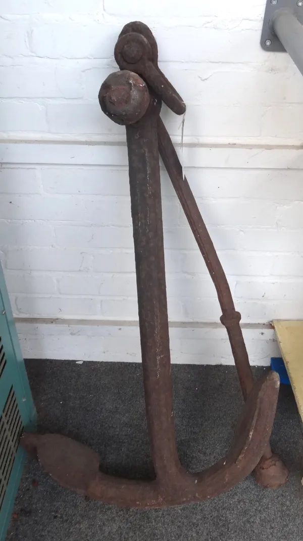 A wrought iron ship's anchor, early/mid 19th century, of typical form, 105cm high.