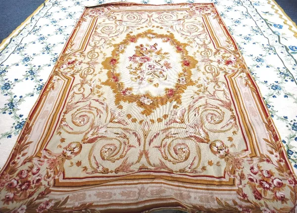 A tapestry panel of Aubusson design, 181cm x 270cm.