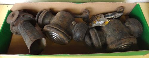 Automobilia; an Art Deco gilt spelter Eastbourne Rally trophy, dated 1935, modelled and cast as a naked lady holding aloft a winged R.A.C. badge, on a