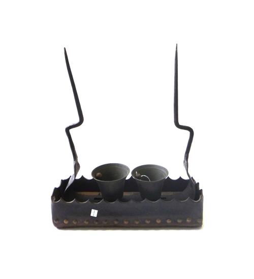 A pair of wagon bells by Robert Wells of Aldbourne, Wiltshire (each wrought iron leather clad frame would have been mounted on wagon horse's harnesses