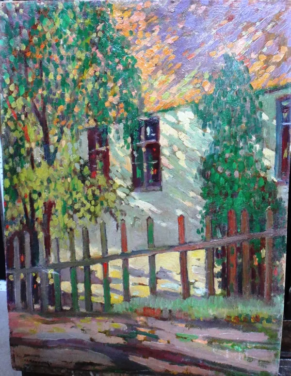 I. I. Kowalski (20th century), View of a House, oil on board, signed, unframed.