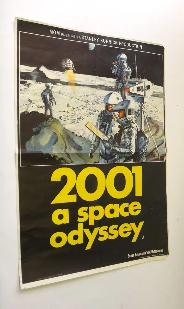 A vintage film poster '2001 a space Odyssey' M.G.M, Stanley Kubrick, lithograph on paper, folded, (a.f) 72cm x 50cm. MS00000847/001