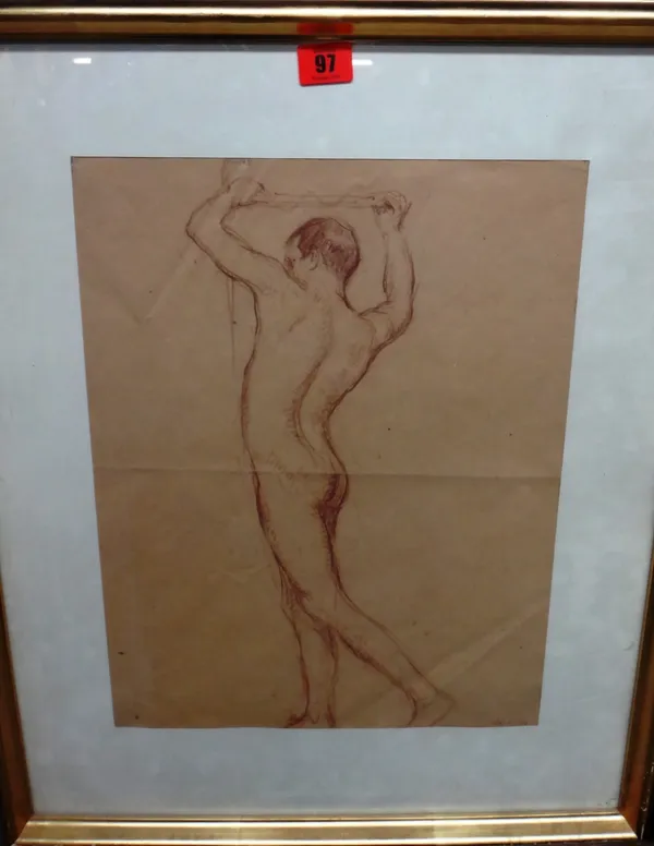 Continental School (20th century), Male Nude, brown chalk, dated 16.1.34.