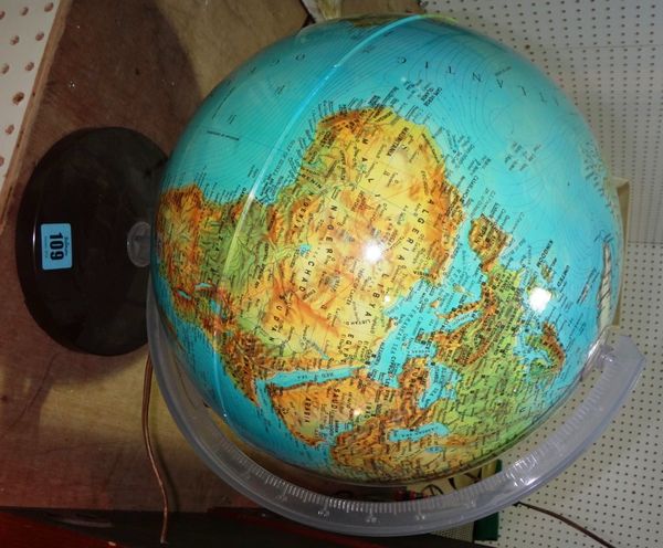A 20th century illuminated terrestrial globe.