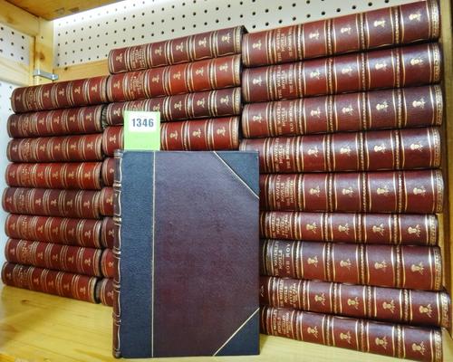 SCOTT (W.)  The Waverley Novels. 27 vols. num. engraved plates: contemp. half morocco, gilt-decorated & panelled spines, gilt tops. New York, (ca. 191