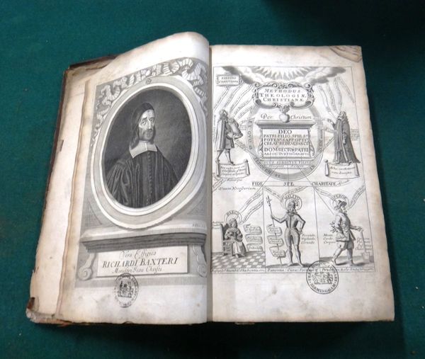 BAXTER (R.)  Methodus Theologiae Christianae  . . .  First Edition. portrait frontis., printed & engraved pictorial titles & diagrammatic folded plate