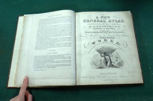 ARROWSMITH (A.)  A New General Atlas  . . .  pictorial engraved title & 53 maps (outline colour) contemp. boards & printed label, sometime rebacked wi