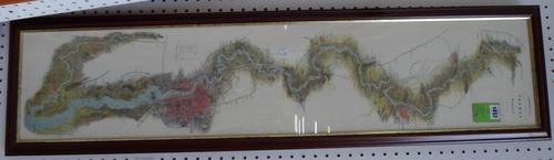 TOMBLESON -  Panoramic Map of the Thames and Medway.  coloured, 10 x 24cms. facsimile reprint (ca. 1970)