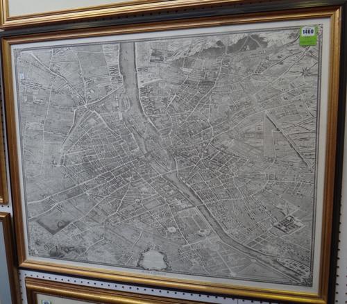 PARIS - Plan de Turgot.  facsimile reproduction, 71 x 91cms. from the original of 1739. (? ca. 1970).  *  v. detailed bird's-eye view.